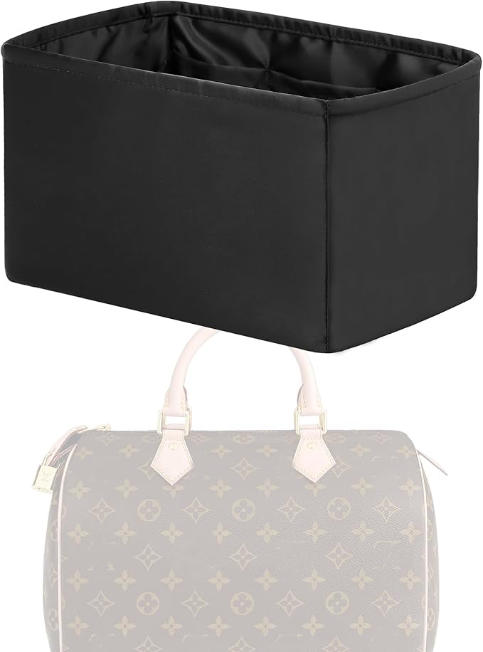 Purse Handbag Silky Organizer Insert Keep Bag Shape Fits LV Speedy 16/20/25/30/35/45 bags, Luxury Handbag Tote Lightweight Sturdy(Black, Speedy 35)