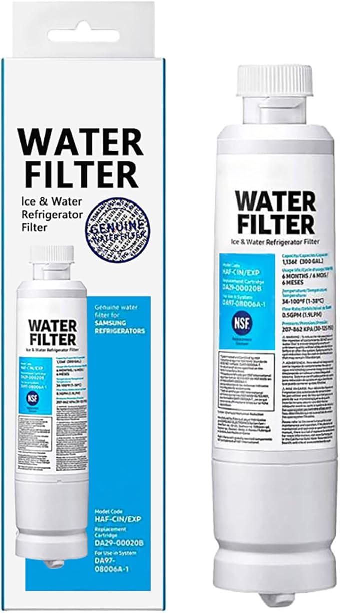 1 Pack Water Filter Compatible with Samsung Water Filter DA29-00020A/B, HAF-CIN/EXP, DA29-00020A, DA29-00020B-1, RS25J500DSR, HAF-CIN, RF263BEAESR, RF4287HARS, RF28HFEDBSR