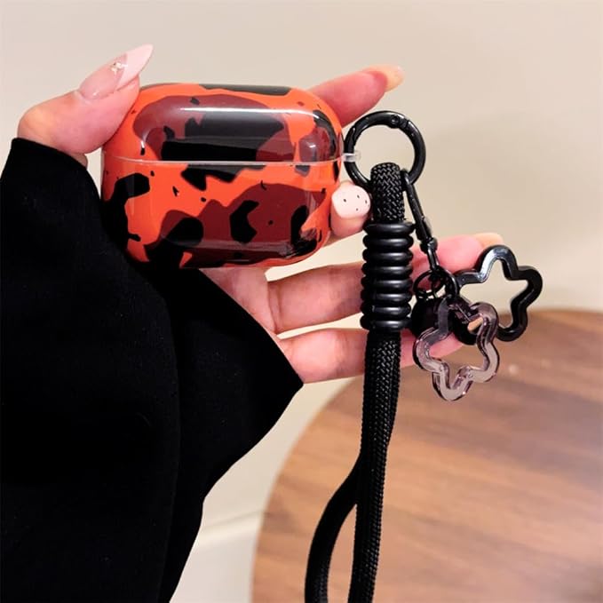 Compatible with AirPods Pro 1st/2nd Generation Case (2019/2022/2023) - Cute Brown Leopard Silicone Cover with Adjustable Neck Strap, Shockproof Keychain for Travel, Women & Men,Girl