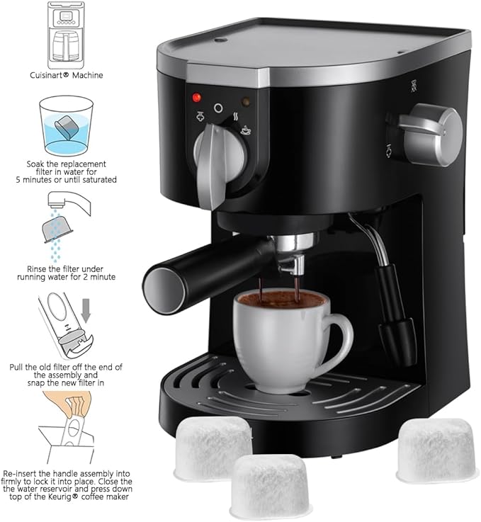 Replacement Charcoal Water Filters for Cuisinart 8 Pack Coffee Filter Replacement Fits all Cuisinart Coffee Machines