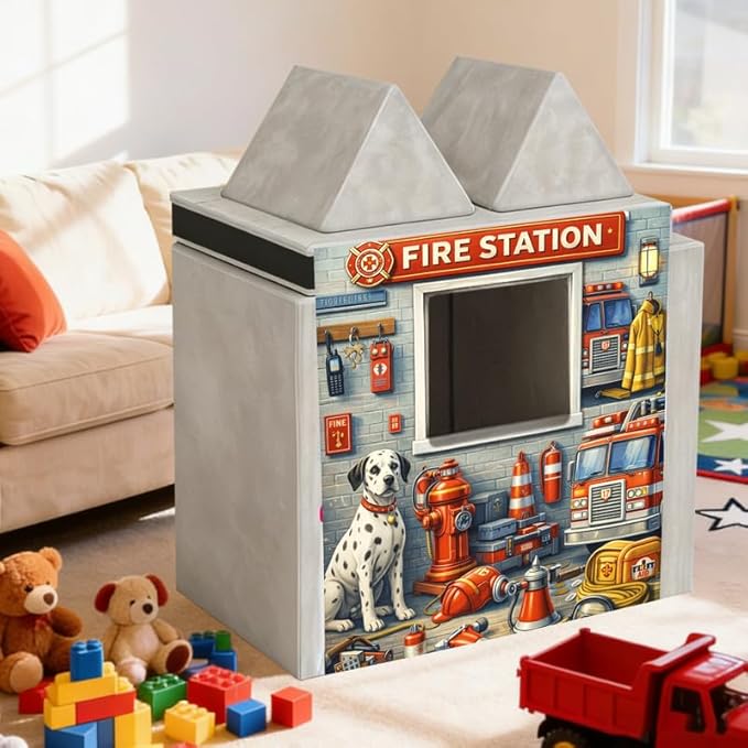 Foam Play Couch Panels - Firefighter Station Theme,Soft Sofa Accessories,Modular Play Panels,33.5x37 Inches