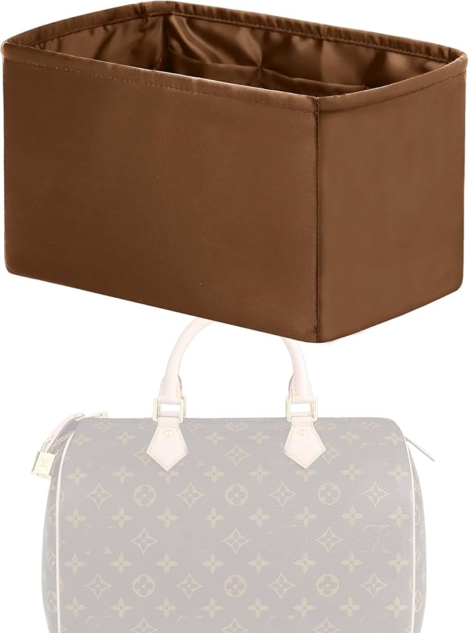 Purse Handbag Silky Organizer Insert Keep Bag Shape Fits LV Speedy 16/20/25/30/35/45 bags, Luxury Handbag Tote Lightweight Sturdy(Gold, Speedy 25)