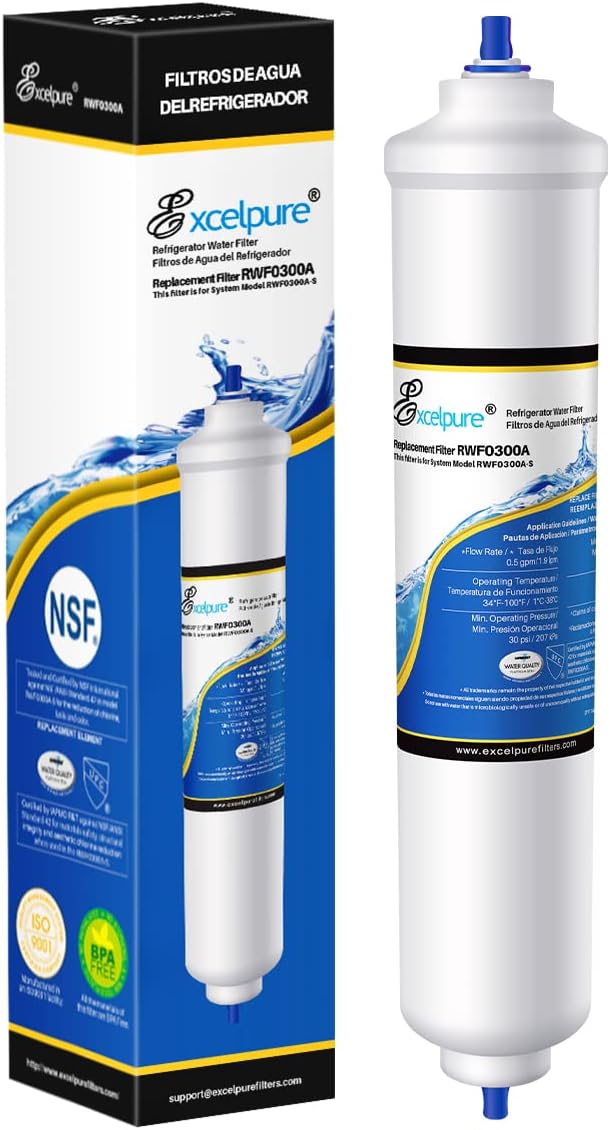 EXCELPURE GXRTDR Inline Water Filter Replacement for GE GXRTDR, 4378411RB, Samsung HAFEX/EXP, DA29-10105J, Whirlpool WHKF-IMTO, IC-100A, For Refrigerator, IceMaker, RVs, Marines, 1PACK