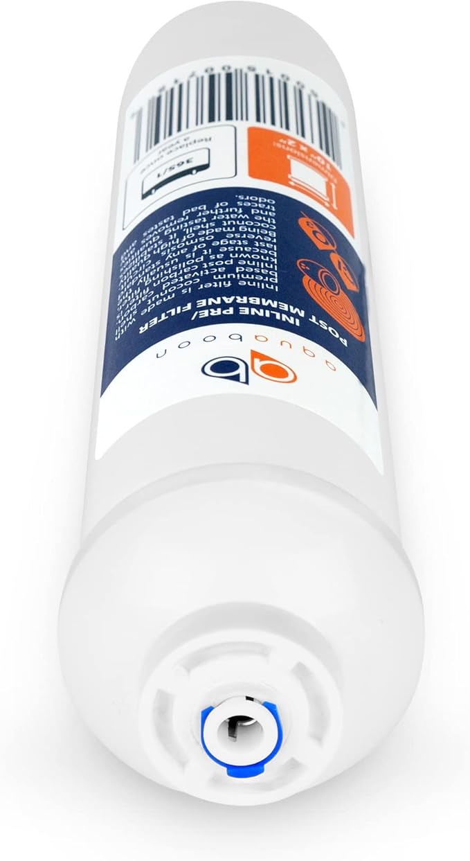 Aquaboon T33 Inline Post Activated Carbon Water Filter for Refrigerator, Ice Maker w/Quick Connect for 1/4 Water Line Compatible with ICF-10, 12-Pack