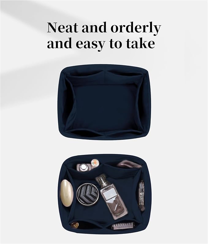 Purse Organizer Insert for Picotin 18/22, Satin Bag Organizer for Picotin Bags, Lightweight Purse Essentials for Women Luxury Handbags, Soft Touch Inner Liner with Multiple Pockets (Blue nuit, PC18)
