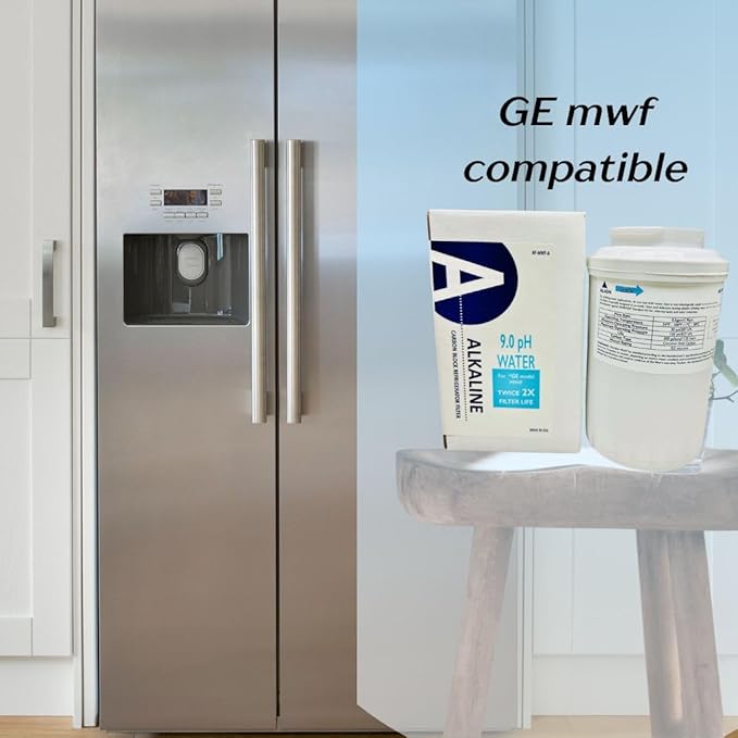 AF-MWF-Alkaline Water Filter Replacement Compatible with GE model MWF, 2X Life (pH level 9.0) Two-Pack