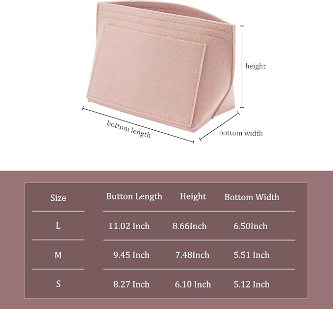Chispee Felt Purse Organizer Insert Luxury Handbag Organizers for Longchamp Divider Pocket & Zipper Inner Bag Liner fit Medium, Pink
