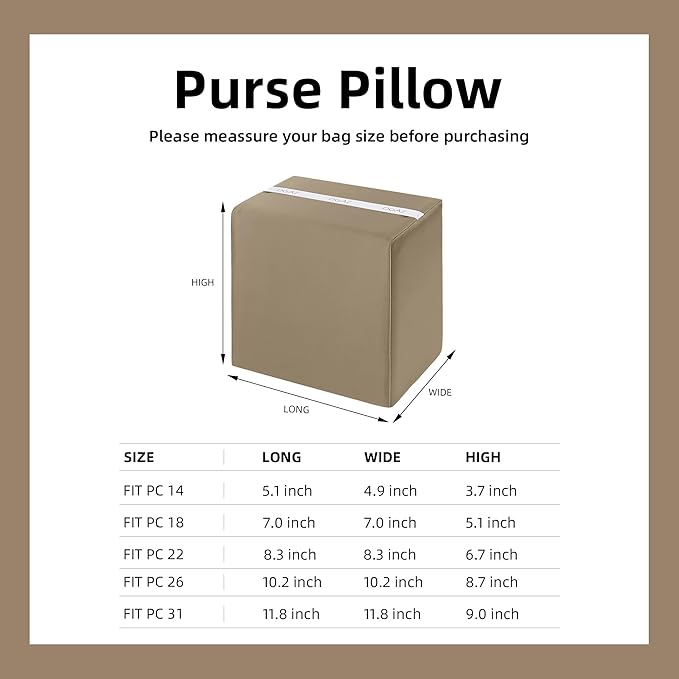 DGAZ Purse Pillow Shaper Insert For picotin Bags,Luxury Handbag Tote Shapers, Memory Foam(Gris Tourterelle,PC18)