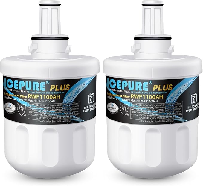ICEPURE PLUS NSF/ANSI 53& NSF/ANSI 42 DA29-00003G Replacement for Samsung DA29-00003B DA29-00003A, Aqua-Pure Plus DA29-00003D DA29-00003F DA97-06317A, HAFCU1, WF289, WSS-1, Refrigerator Filter, 2PACK