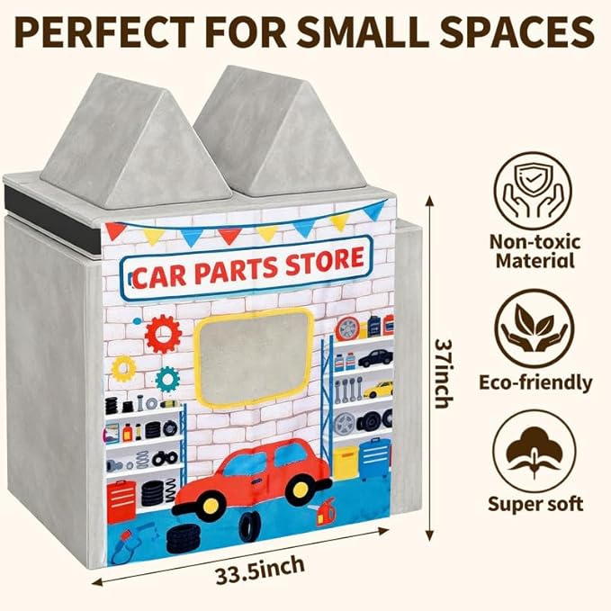 Play Couch Panels – Car Parts Store Theme Foam Modular Sofa Panels with Adjustable， Soft Couch Accessories for Creative Arrangements， 33.5×37in