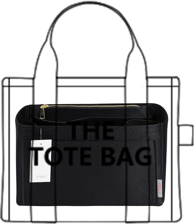 ZTUJO Purse Organizer Insert For Handbags, Silky Touching Bag Organizer Insert With Bottle Holder, Perfect for Speedy, Neverfull, Tote,ONTHEGO,Artsy,Handbag and More (X-Large, Silky Black)