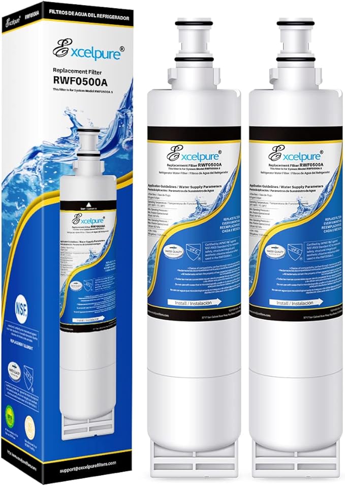EXCELPURE 4396508 Refrigerator Water Filter, Replacement for EveryDrop FILTER 5, Whirlpool EDR5RXD1, 4396510 4396509 4392857, Kenmore 9010, NL240 LC400V WF285 R-9010 WF-NL300 WSW-1, 2PACK