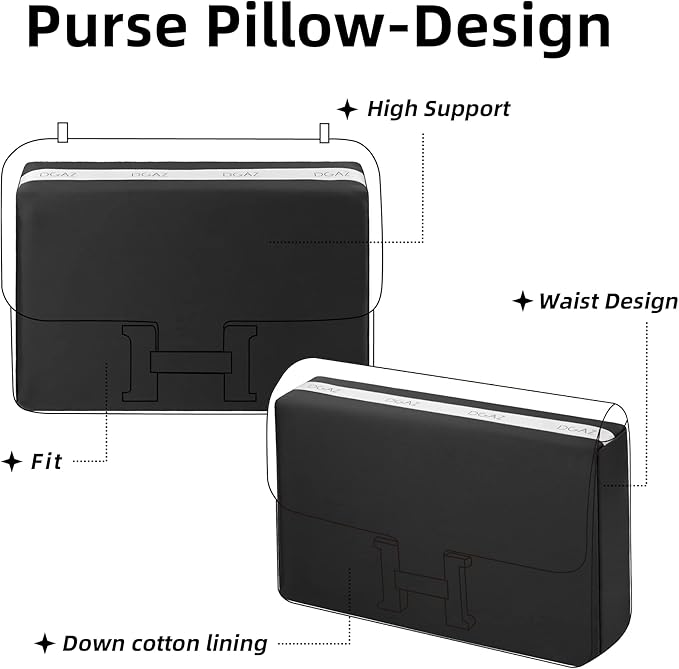 DGAZ Purse Pillow Shaper Insert for Hermes Constance 19/New19/24/New24 Bags, Silky Pillow Shaper for Luxury Handbags(Black,newC24)