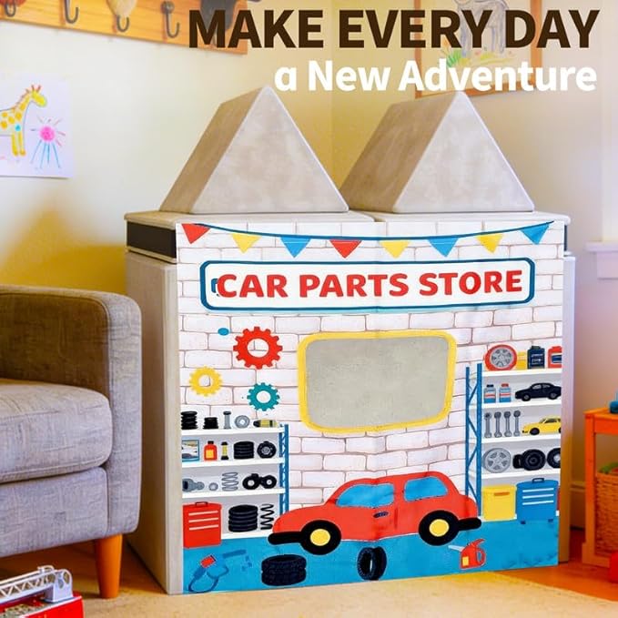 Play Couch Panels – Car Parts Store Theme Foam Modular Sofa Panels with Adjustable， Soft Couch Accessories for Creative Arrangements， 33.5×37in