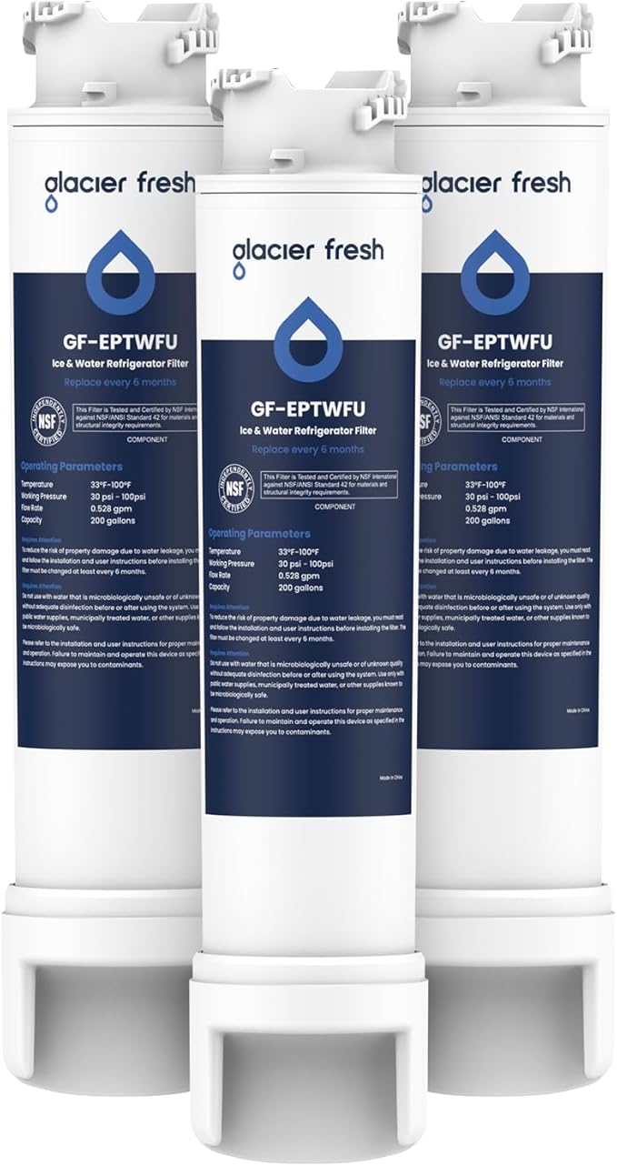 GLACIER FRESH GF-EPTWFU Water Filter Replacement, Compatible with EPTWFU01, EWF02, Pure Source Ultra II, Pure Source Ultra 2, 012505454226, 4562222, 807946701, 3 Pack