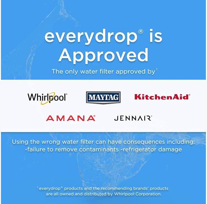 everydrop by Whirlpool Ice and Water Refrigerator Filter 1, EDR1RXD1, Single-Pack, Purple & Affresh Dishwasher Cleaner, Helps Remove Limescale and Odor-Causing Residue, 6 Tablets