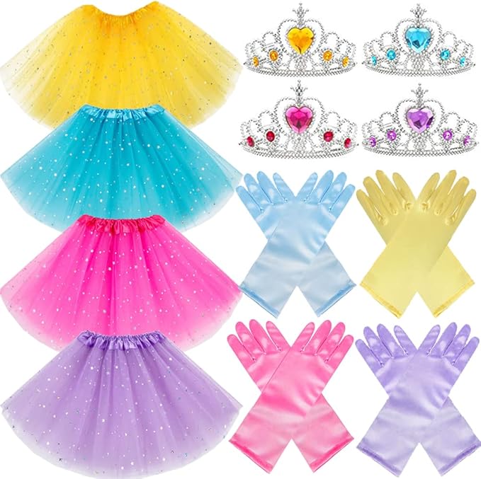 10Pcs Princess Dress up Tutu Crown Accessories Tiara Ballet Tutu Skirt for Girls Costume Party Favors