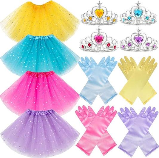 10Pcs Princess Dress up Tutu Crown Accessories Tiara Ballet Tutu Skirt for Girls Costume Party Favors