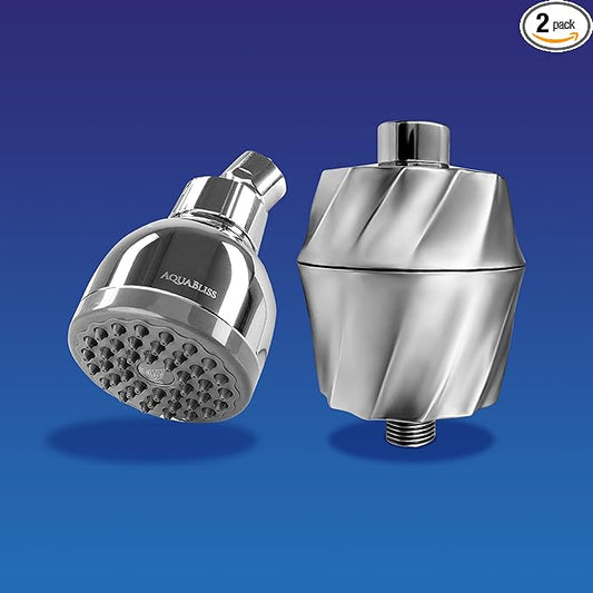 AquaBliss SF400 HD Revitalizing Shower Filter - Latest High Output Filtration. 2x Vitamin C, Minerals for Luscious Hair, Skin & Nails + the TurboSpa 3 Inch High Pressure Shower Head (Exclusive Bundle)