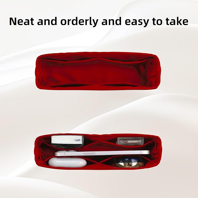 DGAZ Silk Purse Organizer Insert For Lady-Dior Micro/Mini/S/M/L bags，Silky Smooth Bag Organizer，Luxury Handbag & Tote Shaper（Wine Red，Micro）