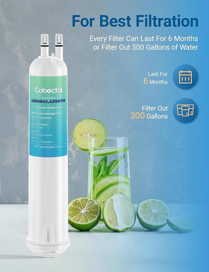 4396841 EDR3RXD1 Water Filter Replacement for whirlpool water filter,Cobectal Water Filter Compatible with kenmore 9030, 460-9083, 9083, 4396841, 4396710, 2 Pack