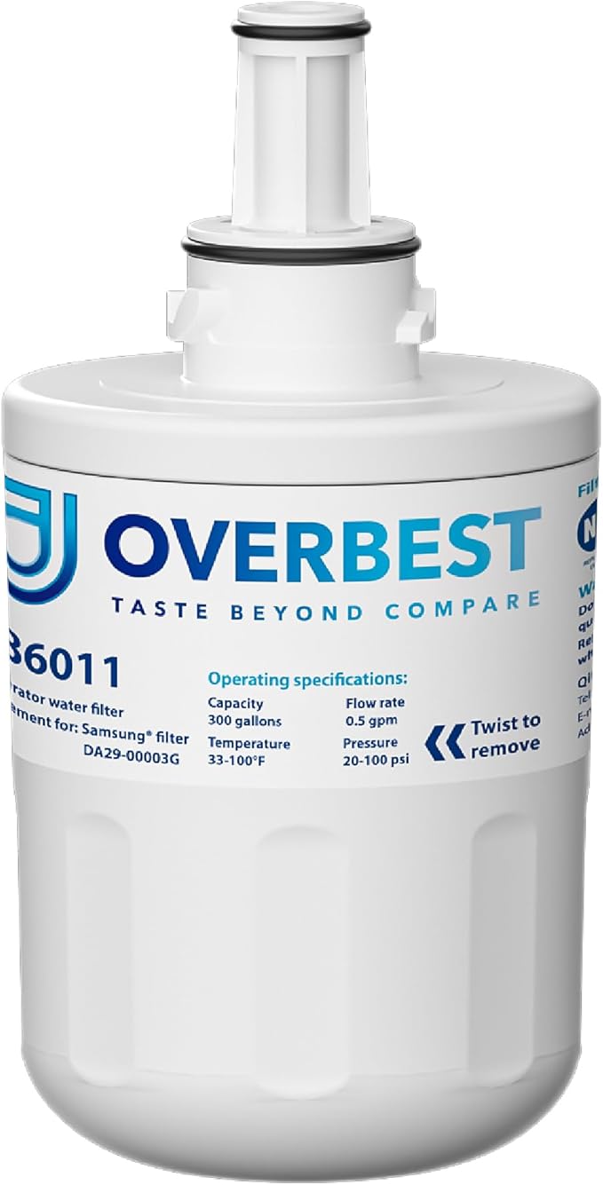 Overbest DA29-00003G Refrigerator Water Filter, Replacement for Samsung® DA29-00003G, DA29-00003B, DA29-00003A, Aqua-Pure Plus, HAFCU1