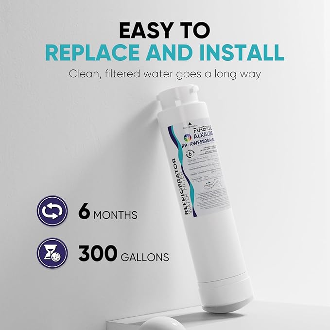 PUREPLUS EPTWFU01 Alkaline Refrigerator Water Filter, Compatible with Frigidaire EWF02, GP006, Pure Source Ultra II, RWF5800A, 2Pack