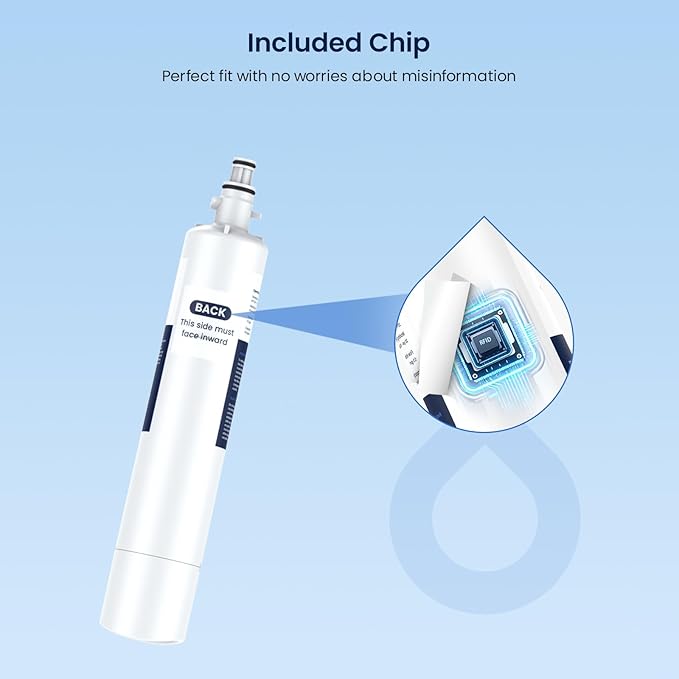 GLACIER FRESH Replacement for RPWFE, RPWF (Built-in CHIP) Refrigerator Water Filter, Compatible with GFE28GYNFS, GFE28GELDS, PFE28KELDS, PFE28KYNFS, GFD28GELDS, PWE23KELDS, PWE23KMKES, 2 Pack