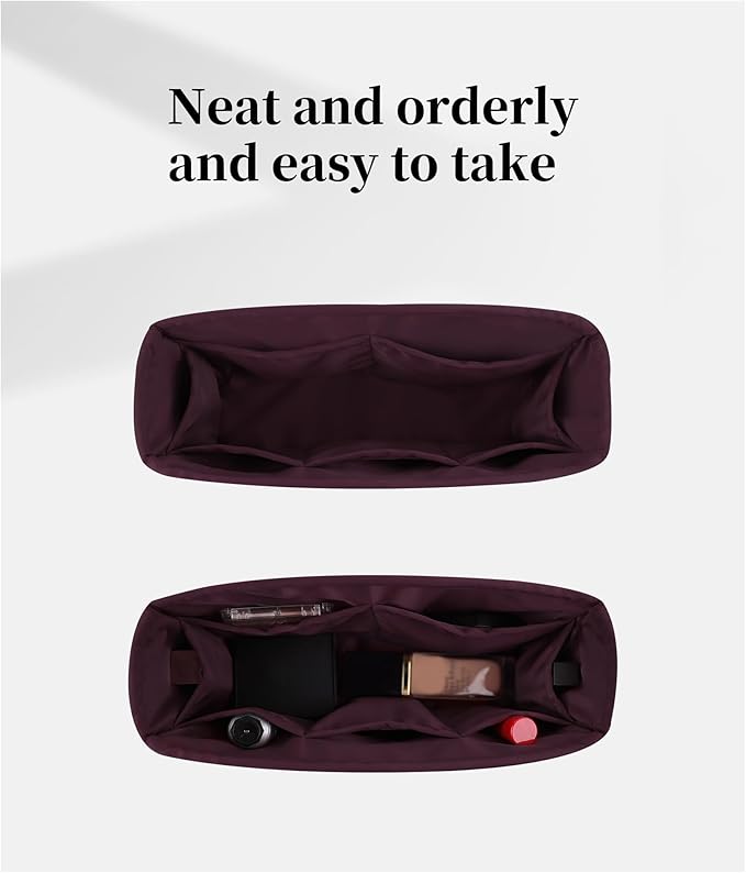 Classic Flap Bag Organizer Insert, Purse Organizer for Handbag Compatible with Chanel Classic Flap Jumbo, Multiple Pockets Bag Organizer (Cassis, Chanel CF Jumbo)