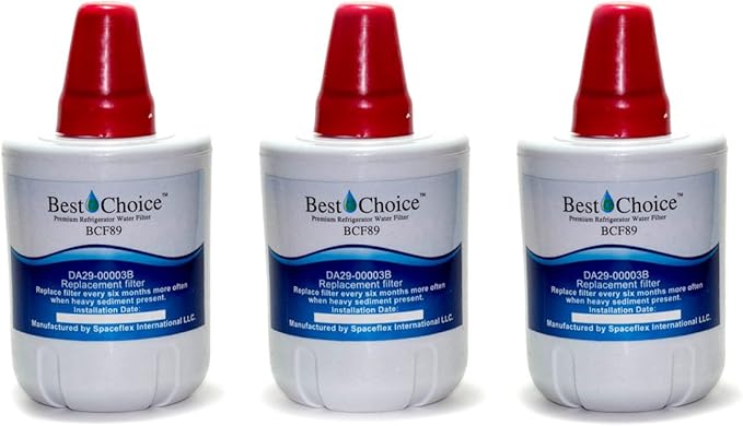 Best Choice Water Filters Certified Refrigerator Replacement Cartridge fits Samsung DA29-00003G DA29-00003B, DA29-00003A, HAFCU1 (3 Pack)