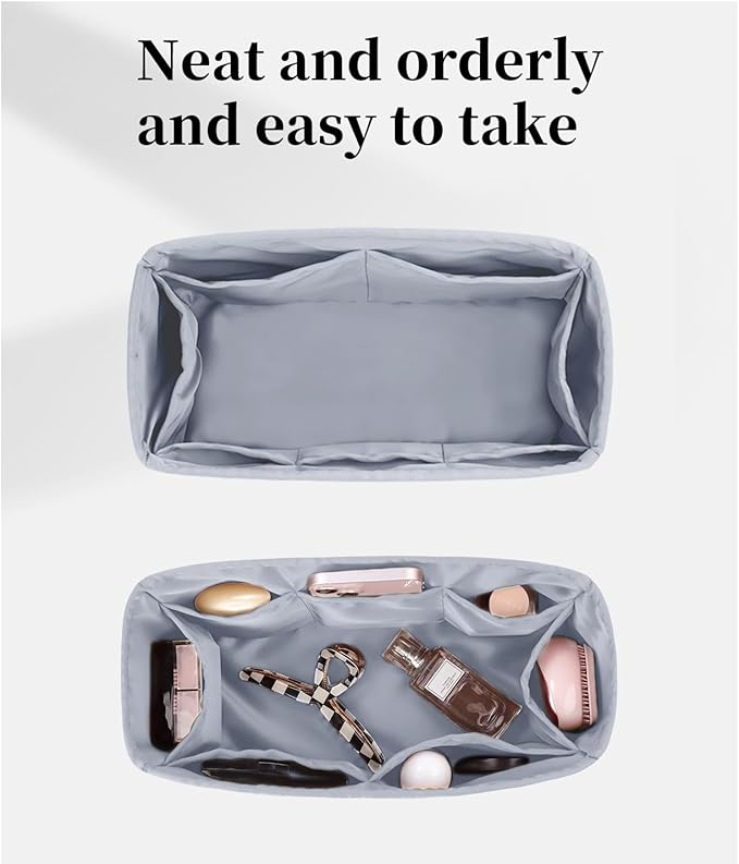 Lindy Bags Organizer Insert, Bag Storage with Silky Satins Material, Lightweight Inner Bag Compatible with Lindy 26 Bag Storage, Handbag Insert with Pockets (Blue Pale, Lindy26)