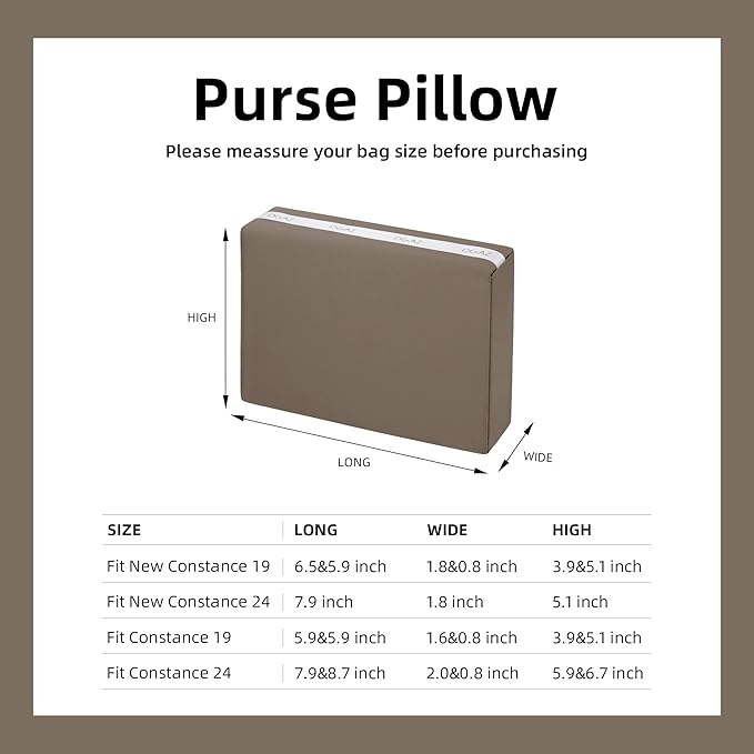 DGAZ Purse Pillow Shaper Insert for Hermes Constance 19/New19/24/New24 Bags, Silky Pillow Shaper for Luxury Handbags(Etoupe Grey,C19)