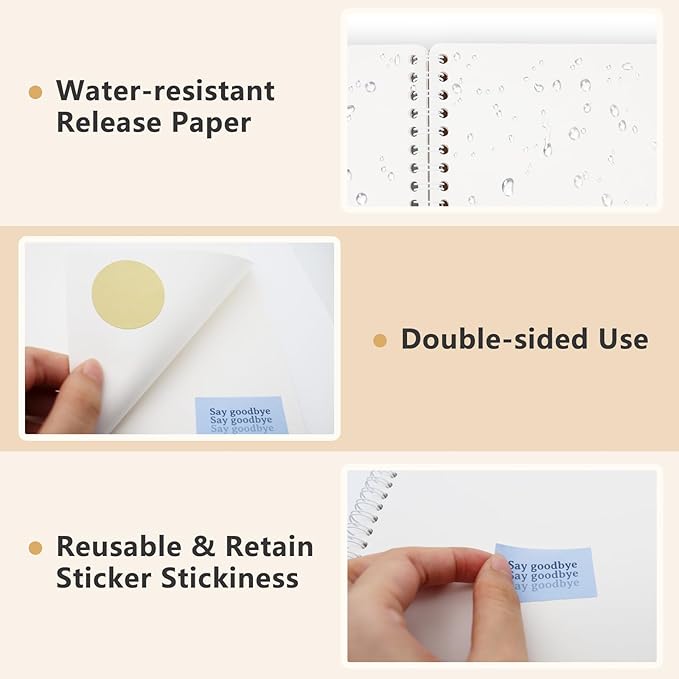 Reusable Sticker Book Collecting Album Sticker Storage Organizer Book with 40 Sheets Blank Release Paper A5 Restickable Stickers Collection Notebook for Adult