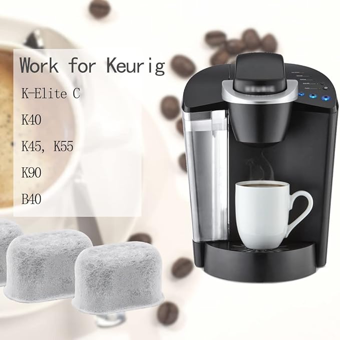 Water Filters for Keurig K-Elite brewer, K-Express, K-Cafe, K45, K90, B40... Premium Replacement Charcoal Water Filters for Keurig K-Elite Series Coffee Machine New and Old (12-Pack)