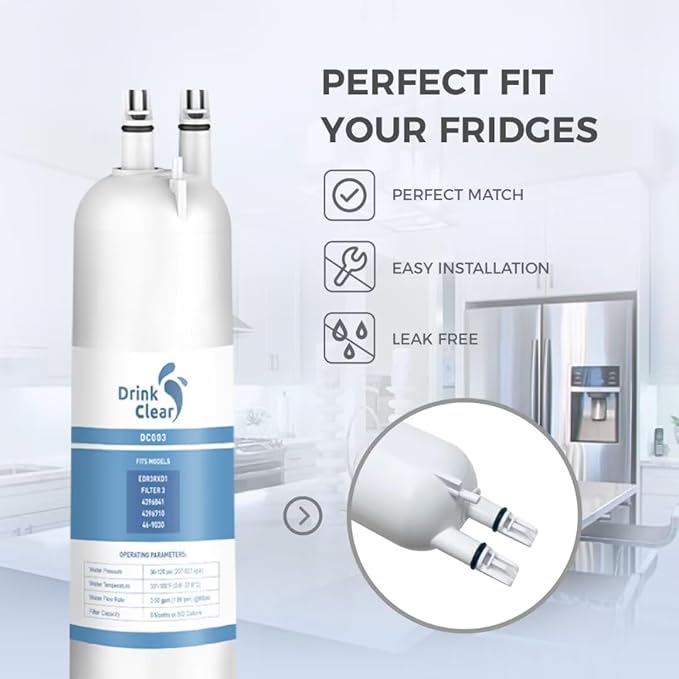 EDR3RXD1 Water Filter Replacement, Compatible with 4396841, Filter 3, 4396710, Kenmore 46-9083, 46-9030 Refrigerator Water Filter, 2 Pack