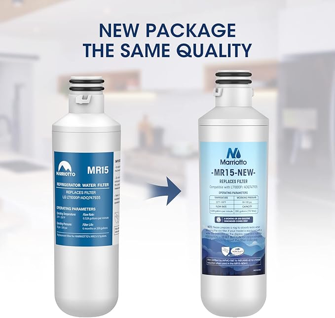 MARRIOTTO Water Filter LT1000PC Replacement for Refrigerator, Compatible with LT1000PC/PCS, LT1000PC, LT-1000PC, MDJ64844601, ADQ747935 ADQ74793504 Water Filter (4+4)