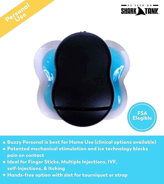 Buzzy: As Seen On Shark Tank Personal Vibrating Ice Pack for Sharp Pain Relief – Non Invasive Pro Cold Pad Device, Solution for Need Pain– Best Quick After Tattoos, Black