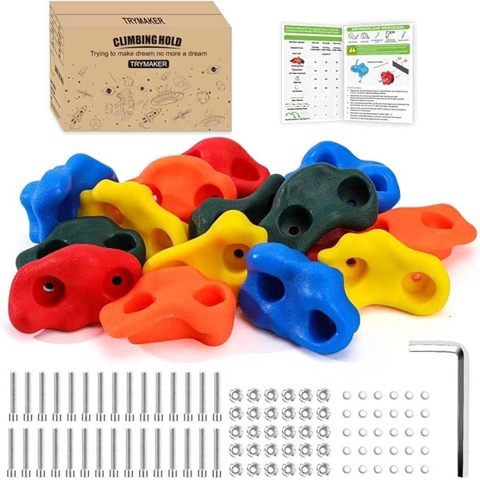 Rock Climbing Holds, 15PCS Climbing Wall for Kids, Climbing Set for Adult Indoor and Outdoor(Small Size)