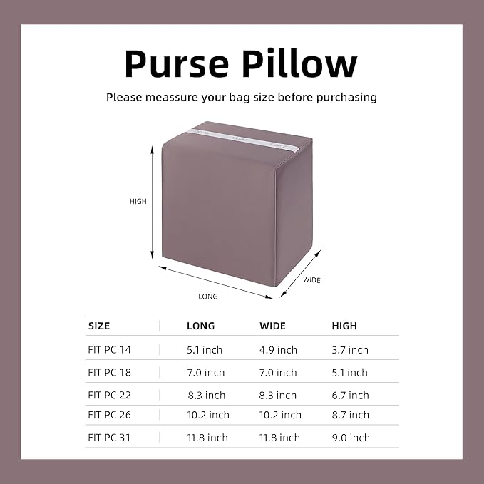 DGAZ Purse Pillow Shaper Insert For picotin Bags,Luxury Handbag Tote Shapers, Memory Foam(Konjac purple,PC31)