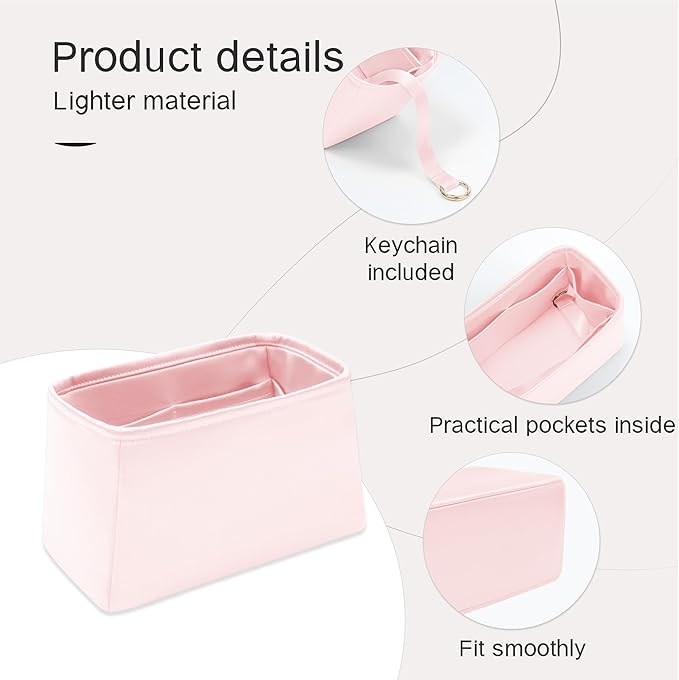 Silky Bag Insert Fit for Hermes Lindy 19/26, Silky Purse Organizer, Lightweight and Silk Touch (Fits Mini Lindy 19, Pink)