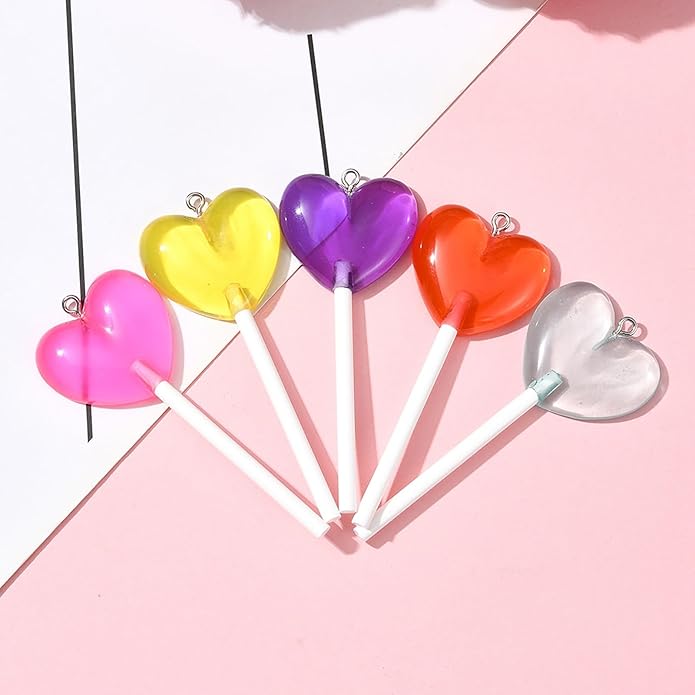 5-10Pcs Luminous Translucent Resin Charms Pendants for Jewelry Making, Round Dinosaur Heart Star lollipop Shape Glow in the Dark Charms for Bracelets Necklaces Earrings Keychains Crafting