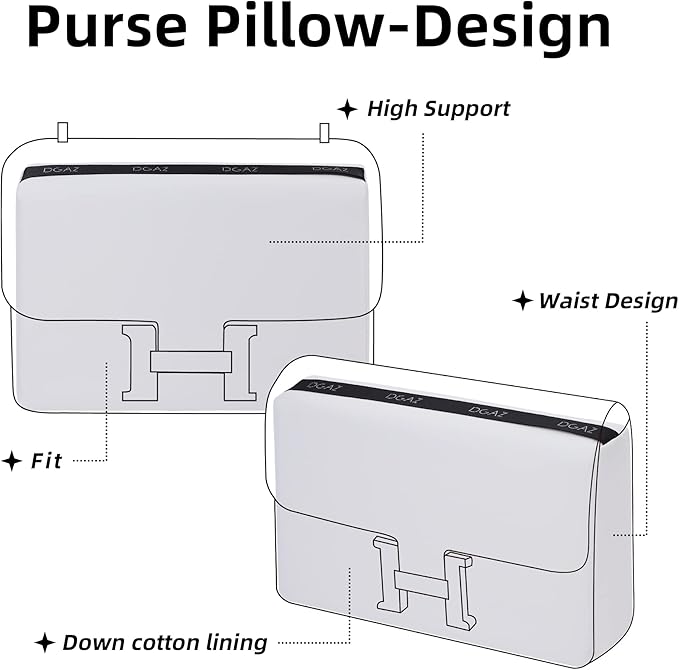 DGAZ Bag Pillow Shaper Insert for Luxury Handbags, Silky Pillow Shaper for Hermes Constance 19/New19/24/New24 Bags（newC24,White）