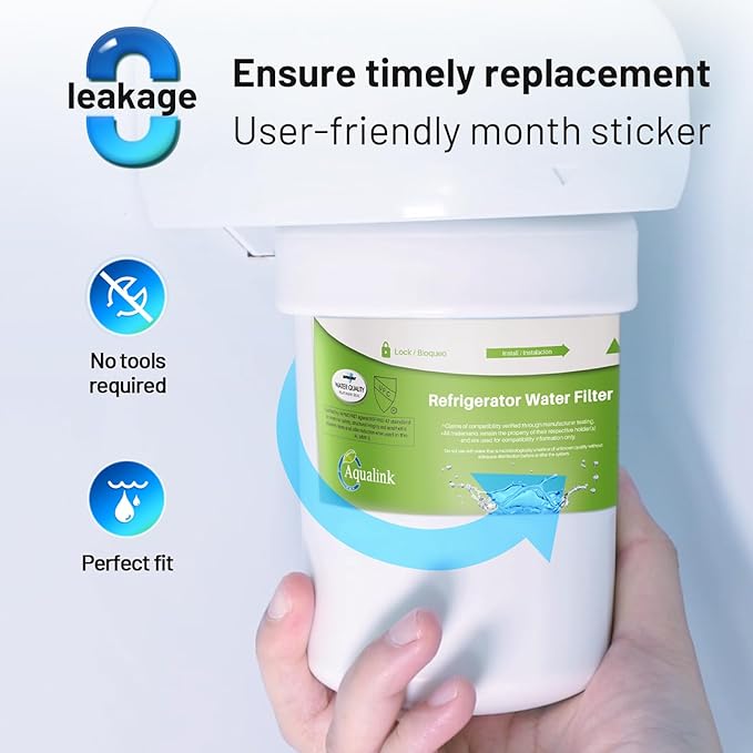 AQUALINK RWF0600A Refrigerator Water Filter, Compatible with GE MWF, MWFINT, MWFA, HDX FMG-1, GSE25GSHECSS, 46-9991, GSH25JSDDSS, GSHS6LGBBHSS, PC75009, GSHS6HGDBCSS, 197D6321P006 3PACK
