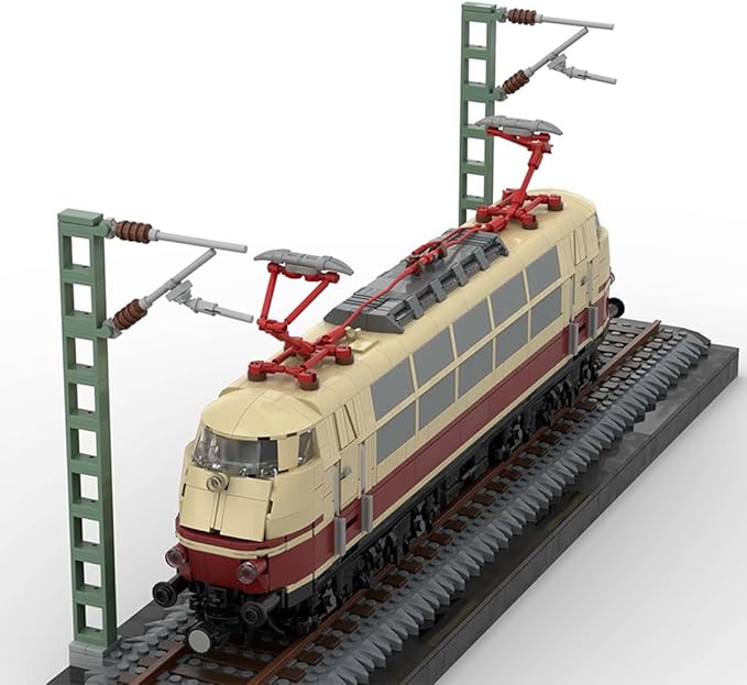 Locomotive Building Blocks, BR103 Electric Locomotive Building Blocks Set, Remote Control Train Kit with PF Motor, German Class 103 Train Model, Ornaments Gift, Dynamic Version, 2561PCS