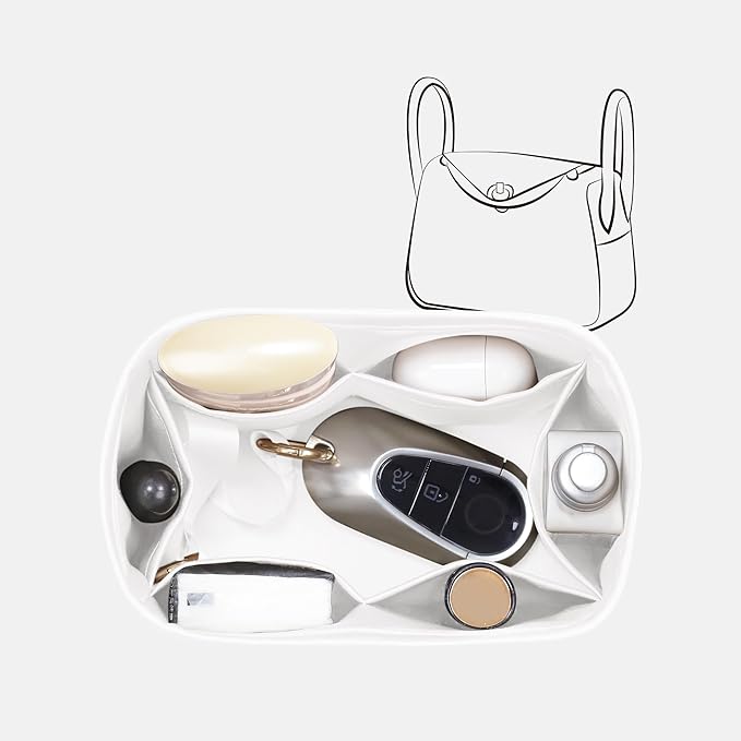 Silky Bag Insert Fit for Hermes Lindy 19/26, Silky Purse Organizer, Lightweight and Silk Touch (Fits Mini Lindy 19, White)