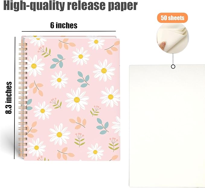 Koogel Sticker Collecting Book, Reusable Sticker Collecting Album Blank Sticker Storage Book 50 Sheets Release Paper for Sticker Keeper Holder A5 (Flower)
