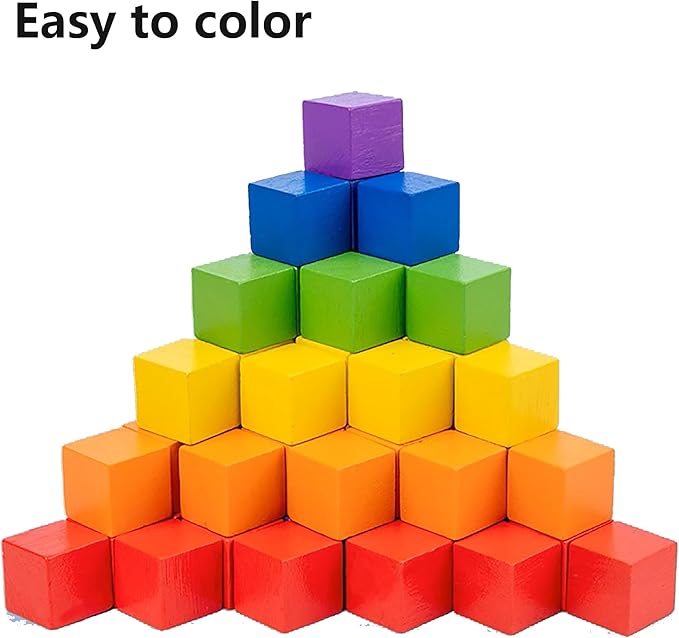 60 Pack Unfinished Wood Blocks 2 Inch - Solid Pine Wooden Cubes for Crafts, Sanded Smooth Natural Wood Squares for Painting, DIY Projects, Puzzle Making & Home Decor