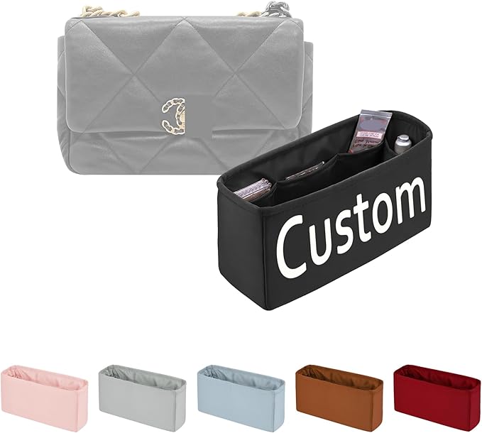 Custom 19 Bag Organizer Insert, Silky Purse Insert Compatible with Chanel 19 Flap/Jumbo/Maxi, Lightweight Bag-in-bag with Multiple Pockets (Custom Color)