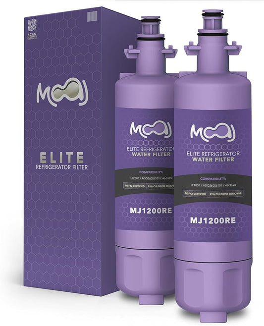 MOAJ Water Filter Replacement for LG LT700P, LG ADQ36006101, Kenmore 46-9690, Swift Green SGF-LA07 | NSF42 Certified Refrigerator Filter 2-Pack | Removes Chlorine, Color, Odor, VOC, & More | MJ1200RE