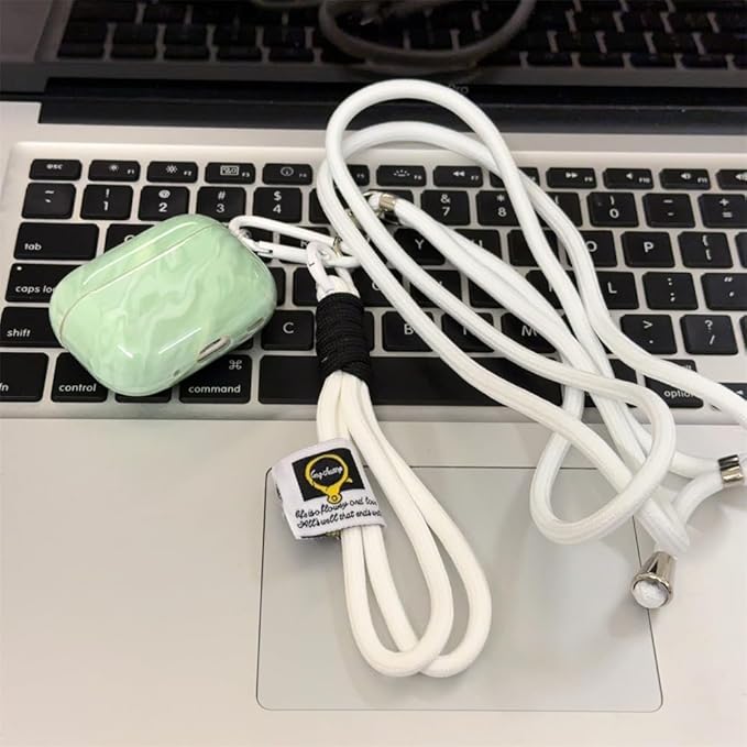 Compatible AirPods Pro 1st/2nd Gen Case (2023/2022/2019) - Cute Green Marble Silicone Cover with Detachable Neck Strap, Shockproof Travel Protection Case for Women & Men-Keychain Accessories
